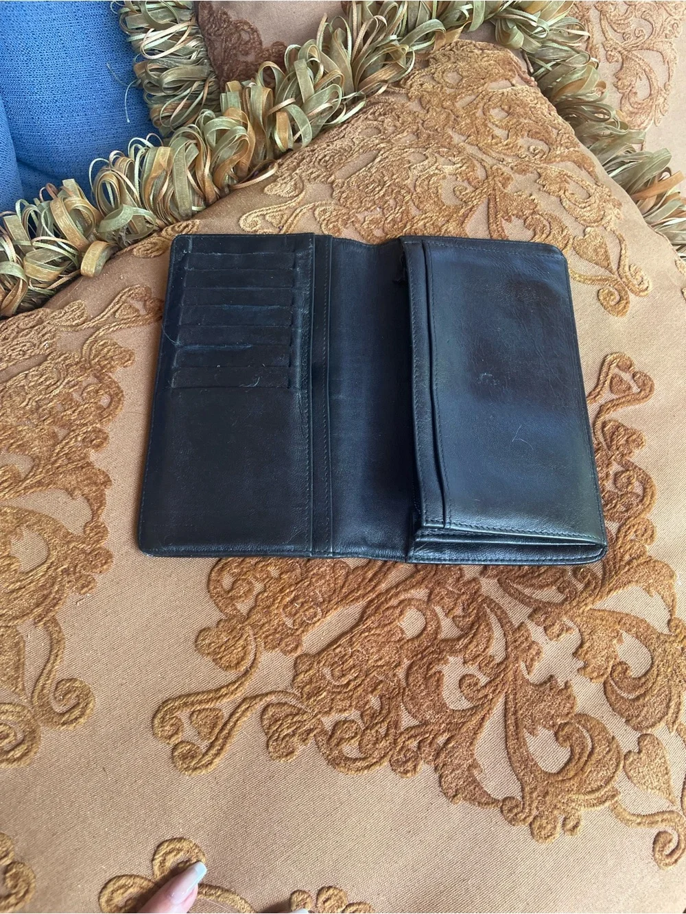 CHANEL Black Quilted Embossed Leather Wallet Clutch with Gold CC